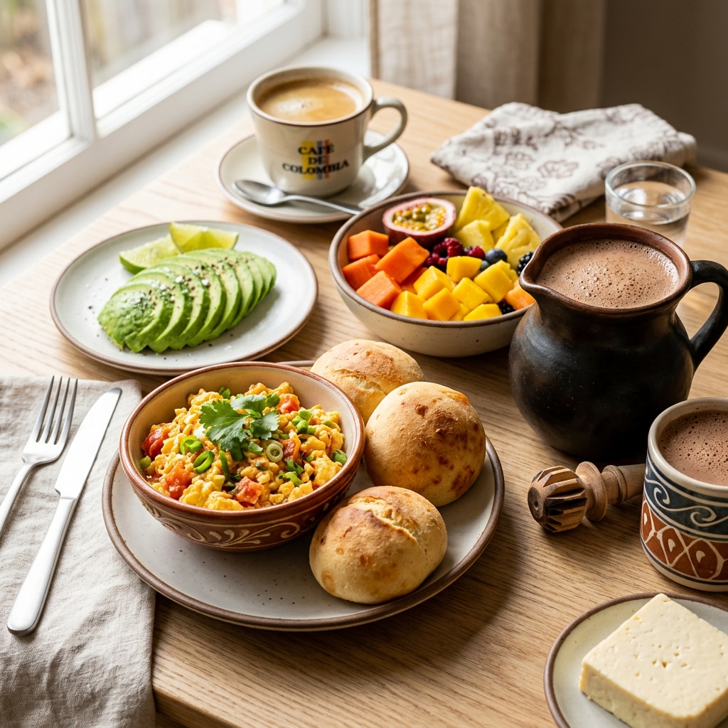 Fotografía hiperrealista de desayuno tradicional y sorpresa a domicilio en Tunja